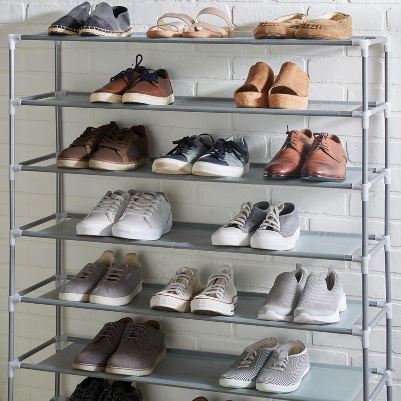 Simplify 10 Tier 50 Pair Freestanding Shoe Rack | Holds up to 100 Individual Shoes | Good for Sneakers, Boots, Loafers, Heels & Slippers | Grey - Image 5